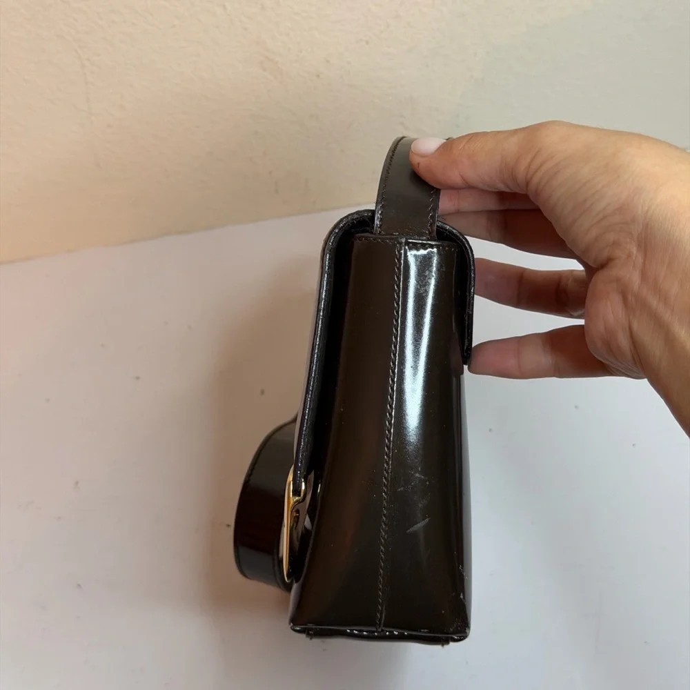 Vintage Gucci Shoulder Bag in Brown Enamel Leather PROJECT - Picture 5 of 16